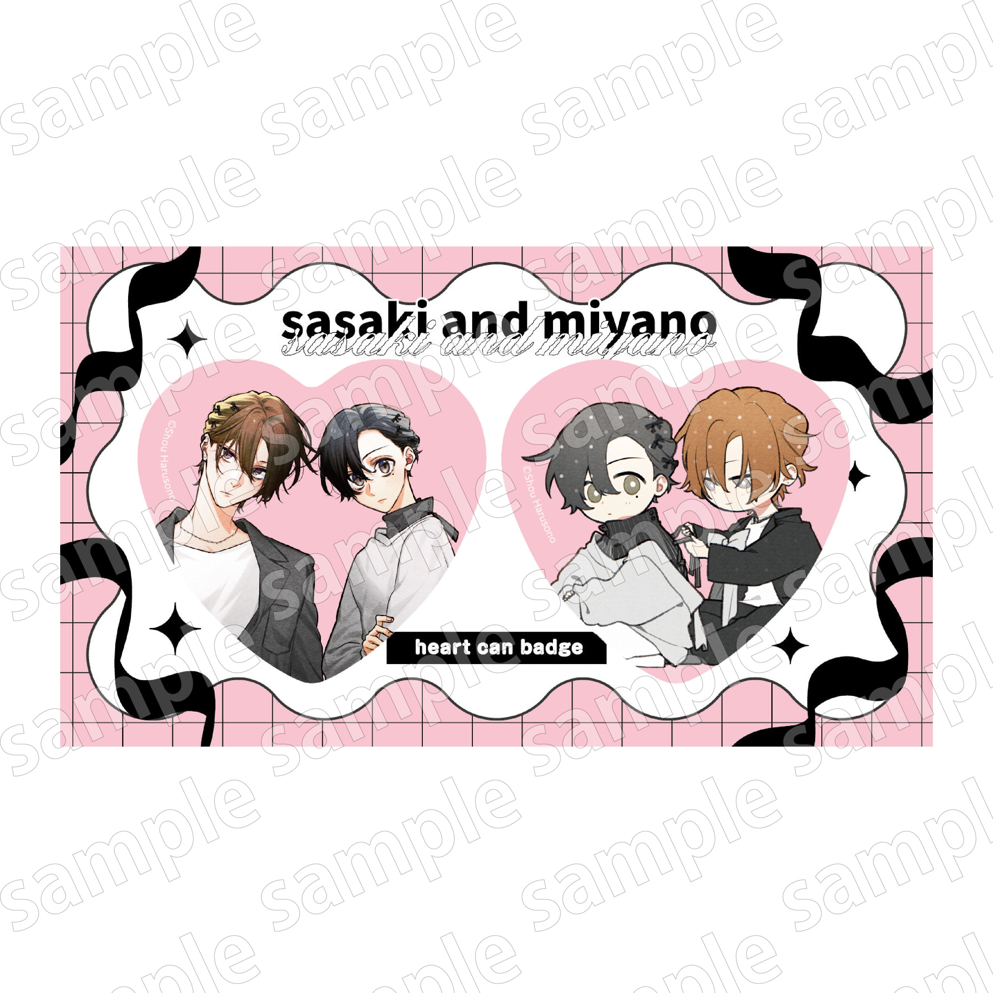 (Goods - Badge) Sasaki and Miyano BLACK & PINK ver. Heart-shaped Tin Badge Set