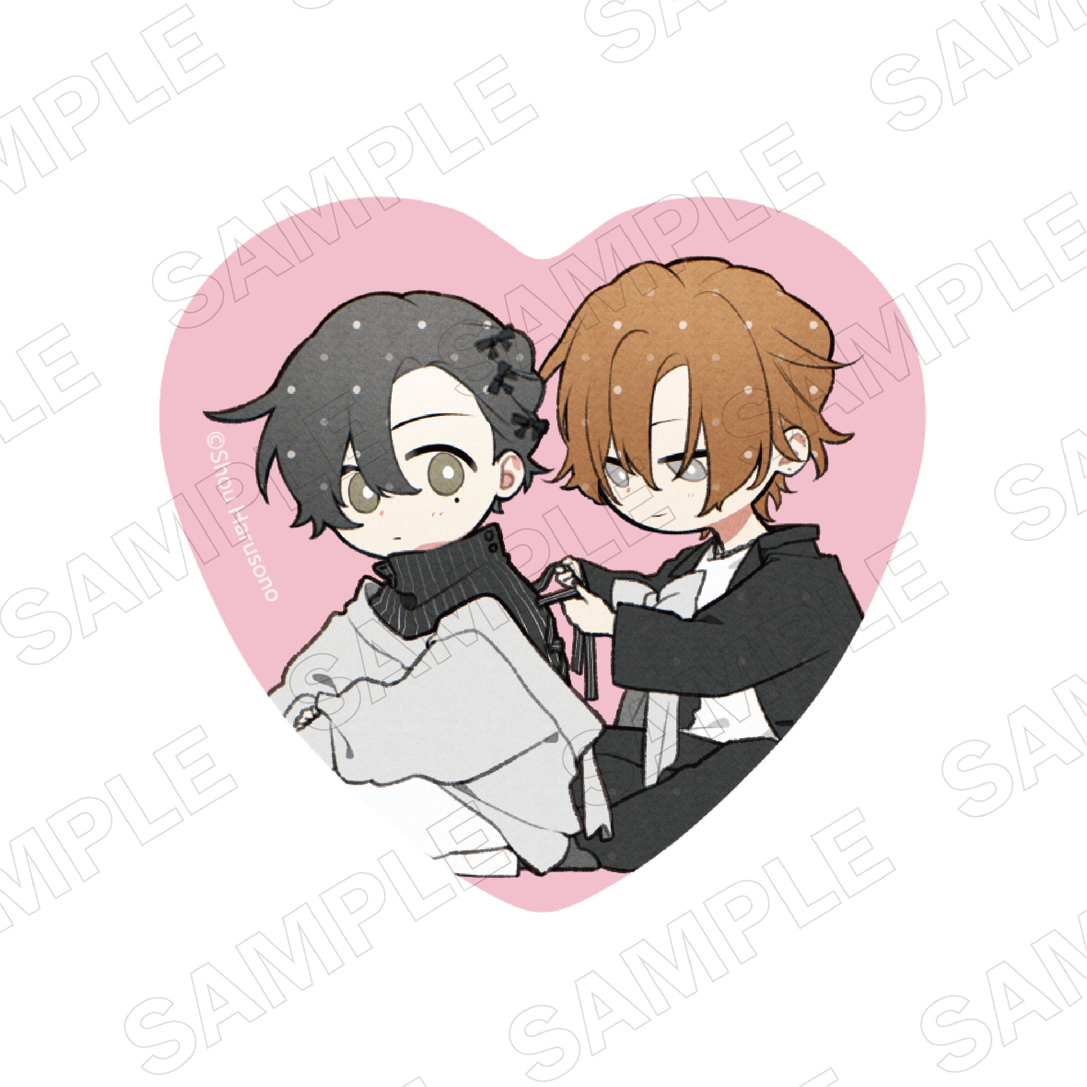 (Goods - Badge) Sasaki and Miyano BLACK & PINK ver. Heart-shaped Tin Badge Set