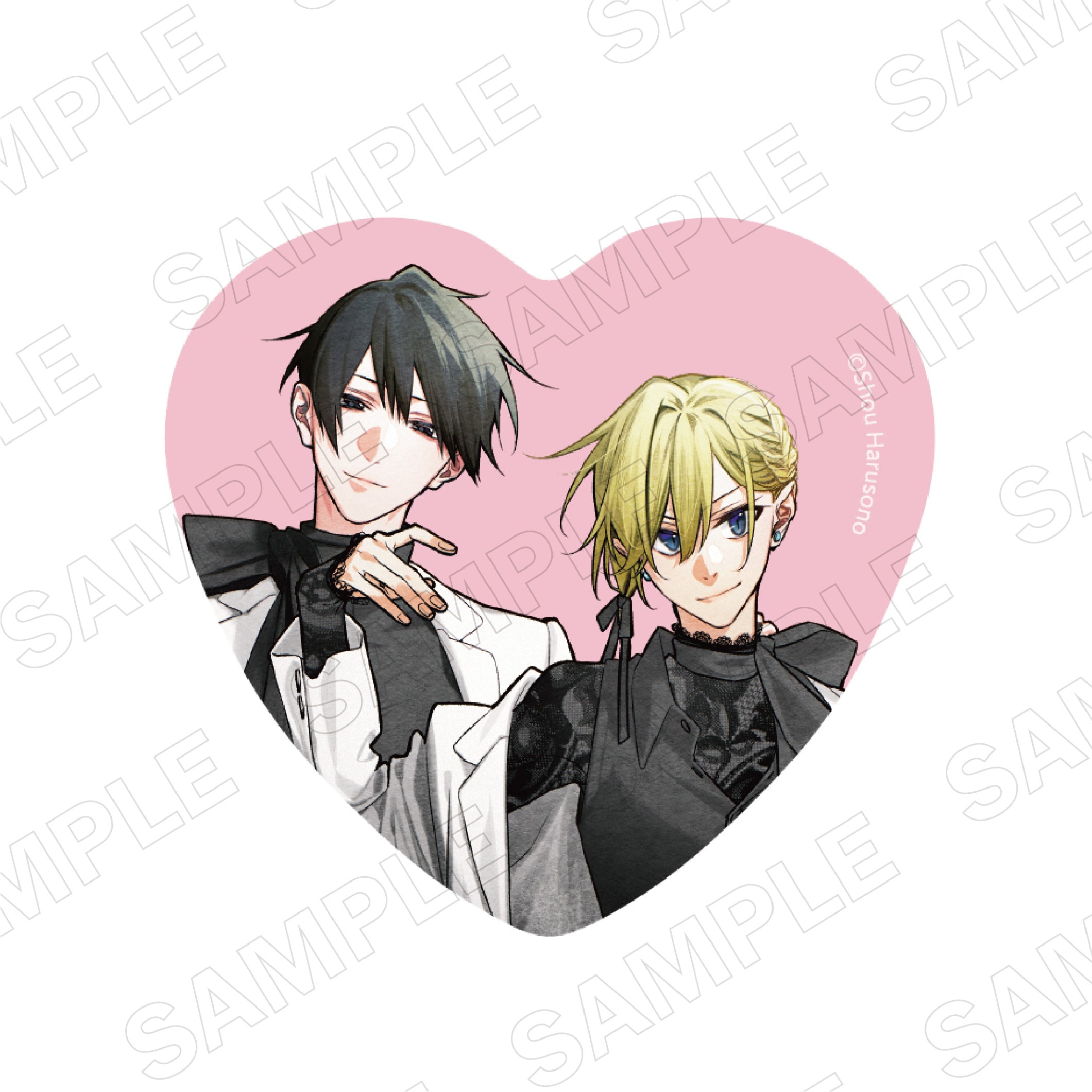 (Goods - Badge) Hirano and Kagiura BLACK & PINK ver. Heart-shaped Tin Badge Set