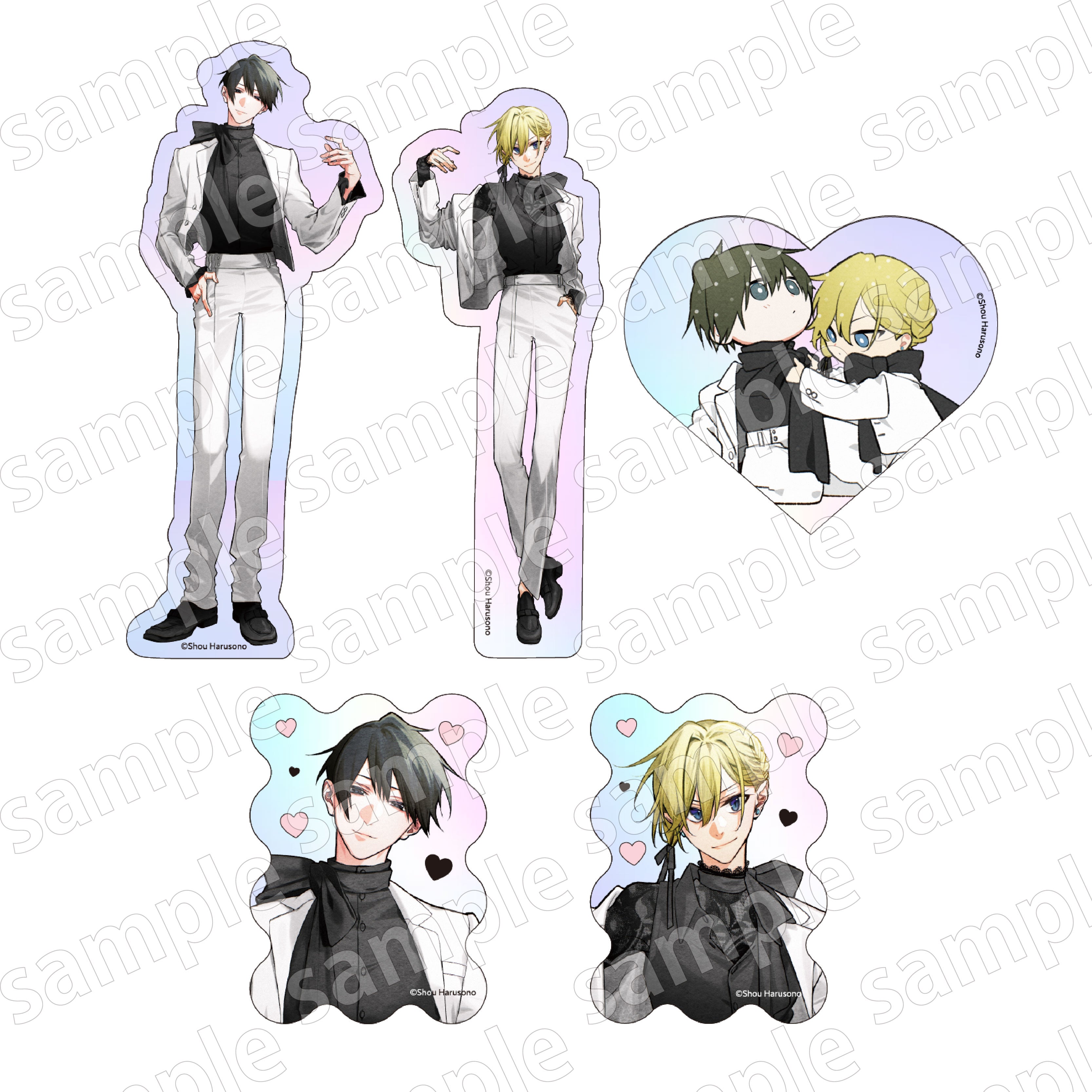 (Goods - Sticker) Hirano and Kagiura BLACK & PINK ver. Aurora Sticker Set
