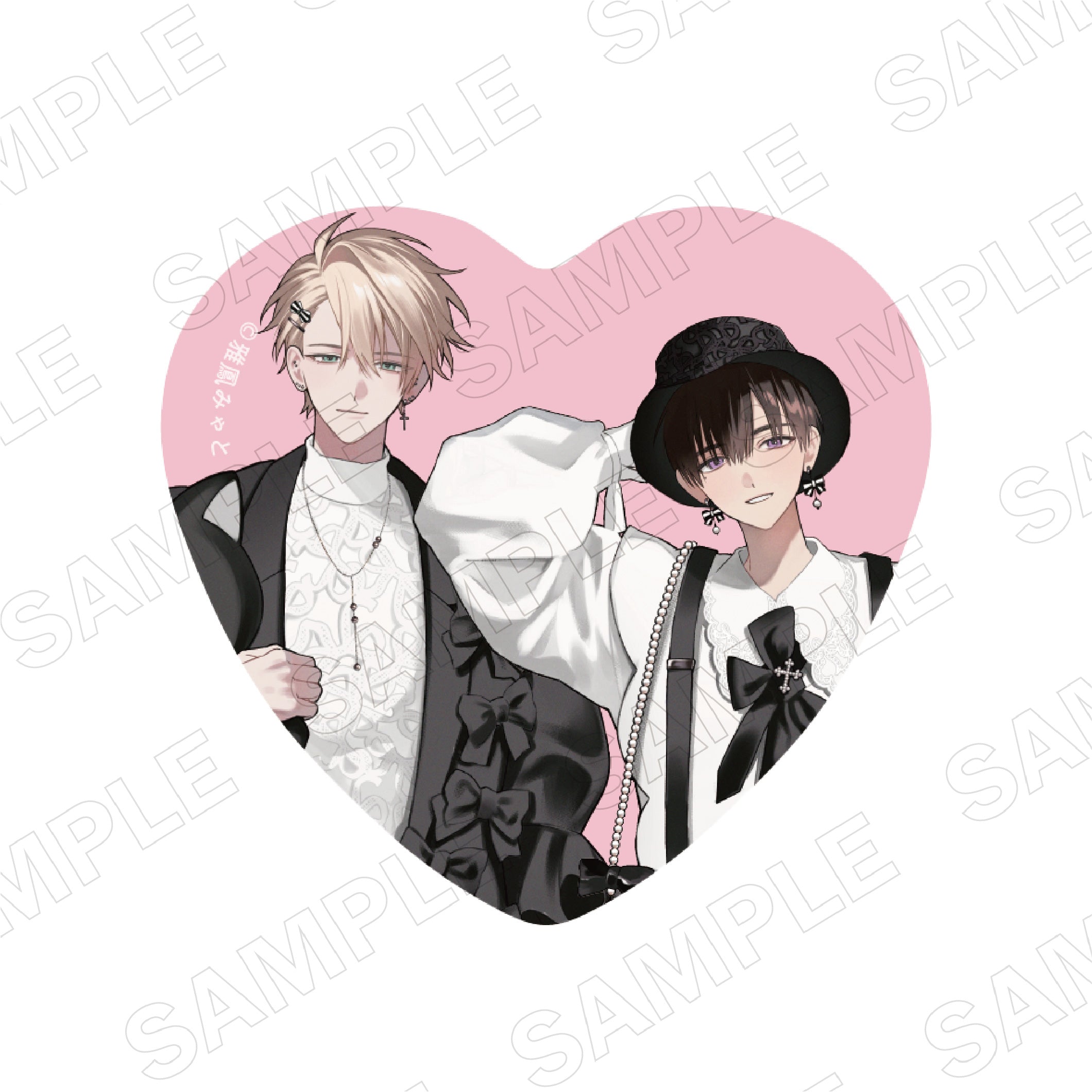 (Goods - Badge) Black Sheep BLACK & PINK ver. Heart-shaped Tin Badge Set