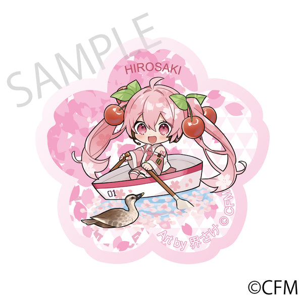 (Goods - Magnet) Sakura Miku x Hirohako 2024 Cherry Blossom Acrylic Magnet Hirosaki Castle West Gate Moat Boat Hirosaki - Art by Kaisake