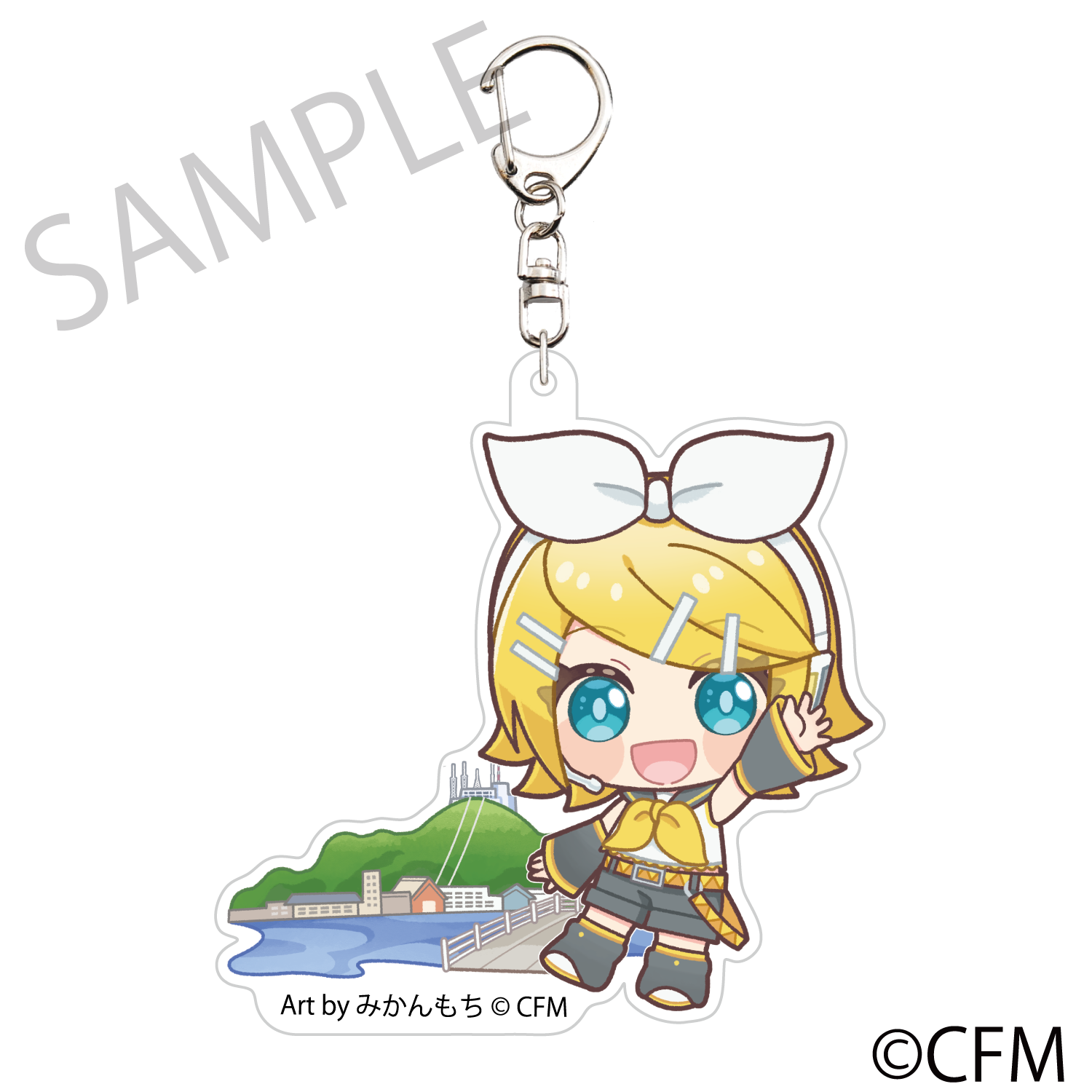 (Goods - Key Chain) Sakura Miku × Hirohako Die-cut Acrylic Keychain Hakodate 2025 Kagamine Rin - Art by Mikanmochi
