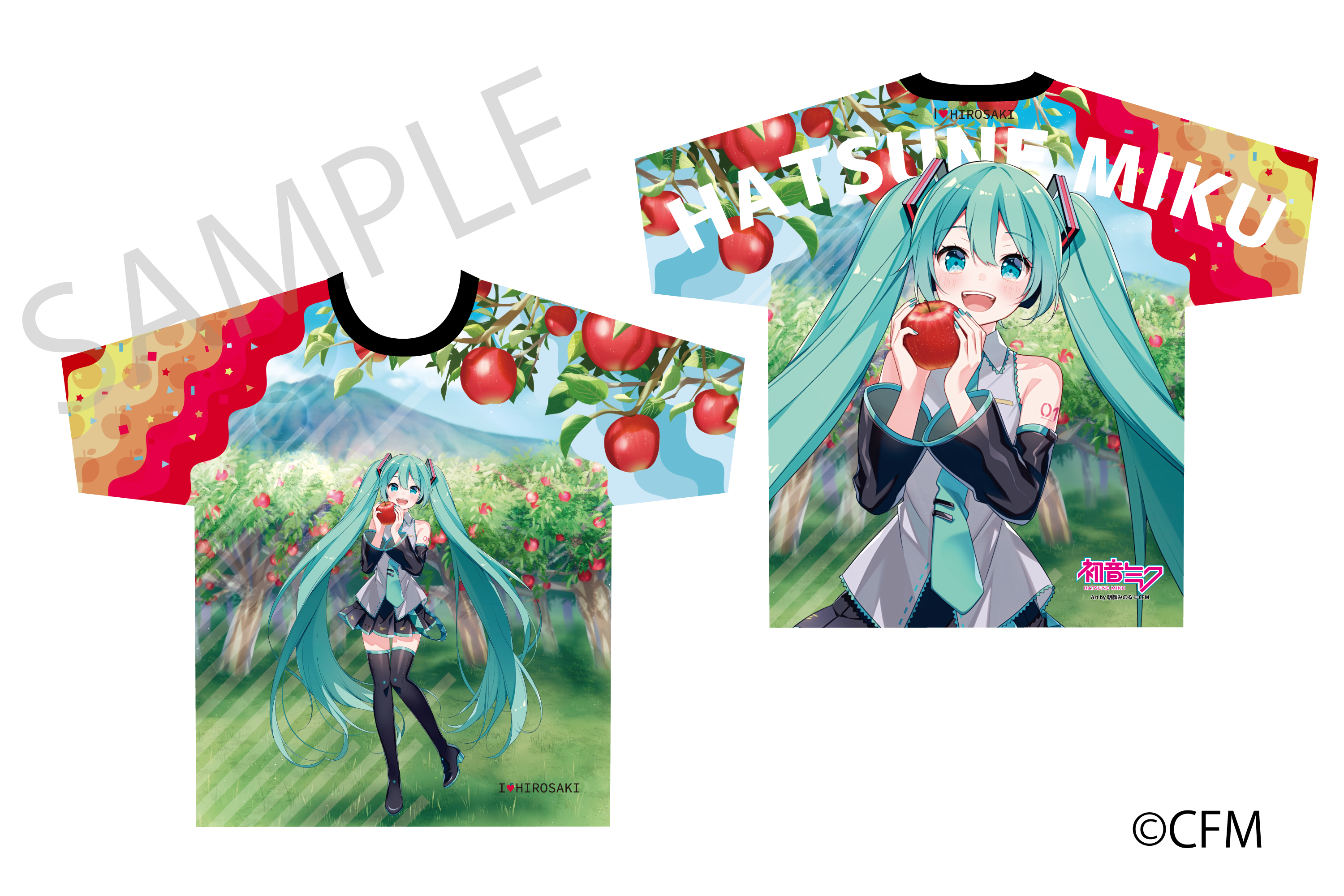 (Goods - Shirt)Hatsune Miku × Hirohako Full Graphic T-shirt - Art by Asagao Minoru