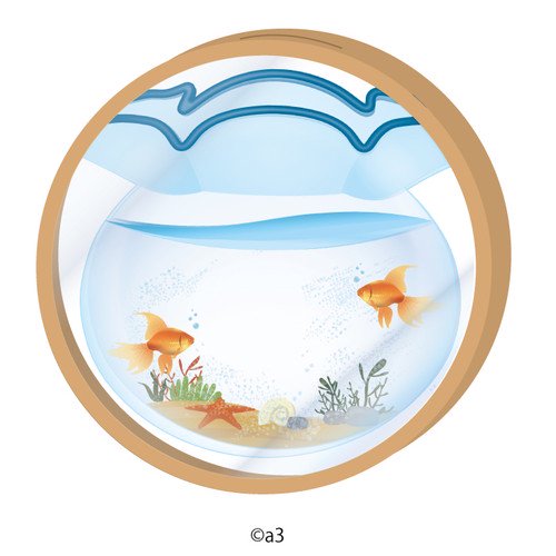(Goods - Key Chain Cover) Round Character Frame 20 - Goldfish Bowl
