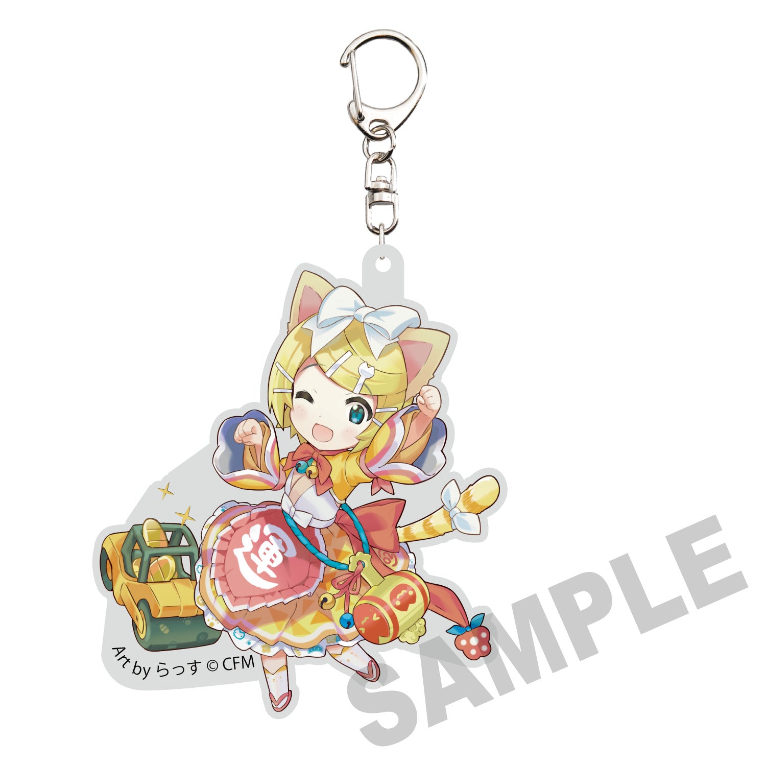 (Goods - Key Chain) Hatsune Miku x Lucky Cat Die-cut Acrylic Keychain Kagamine Rin Art by Rassu