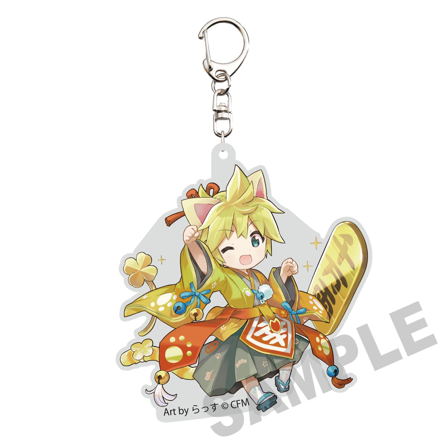 (Goods - Key Chain) Hatsune Miku x Lucky Cat Die-cut Acrylic Keychain Kagamine Len Art by Rassu