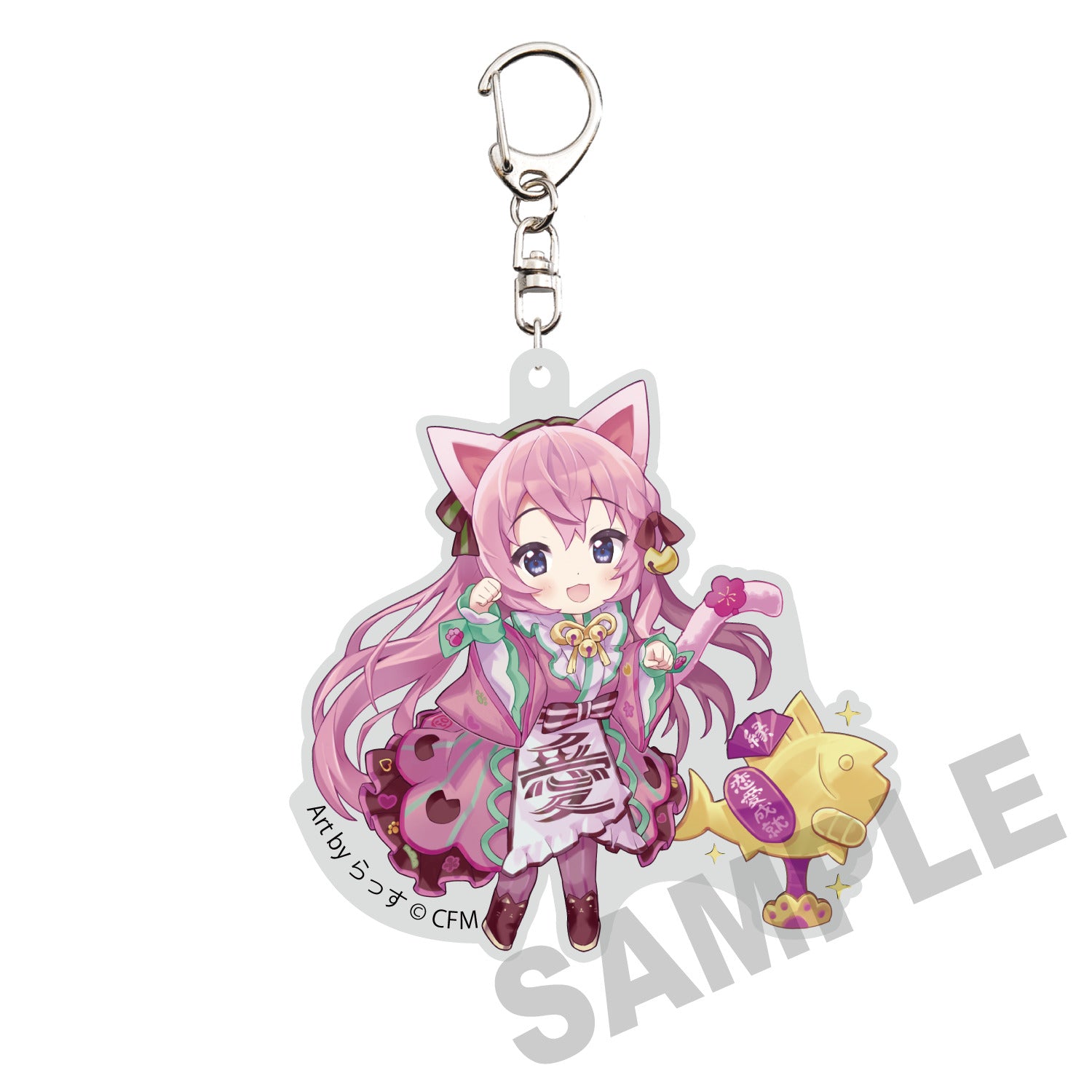 (Goods - Key Chain) Hatsune Miku x Lucky Cat Die-cut Acrylic Keychain Megurine Luka Art by Rassu