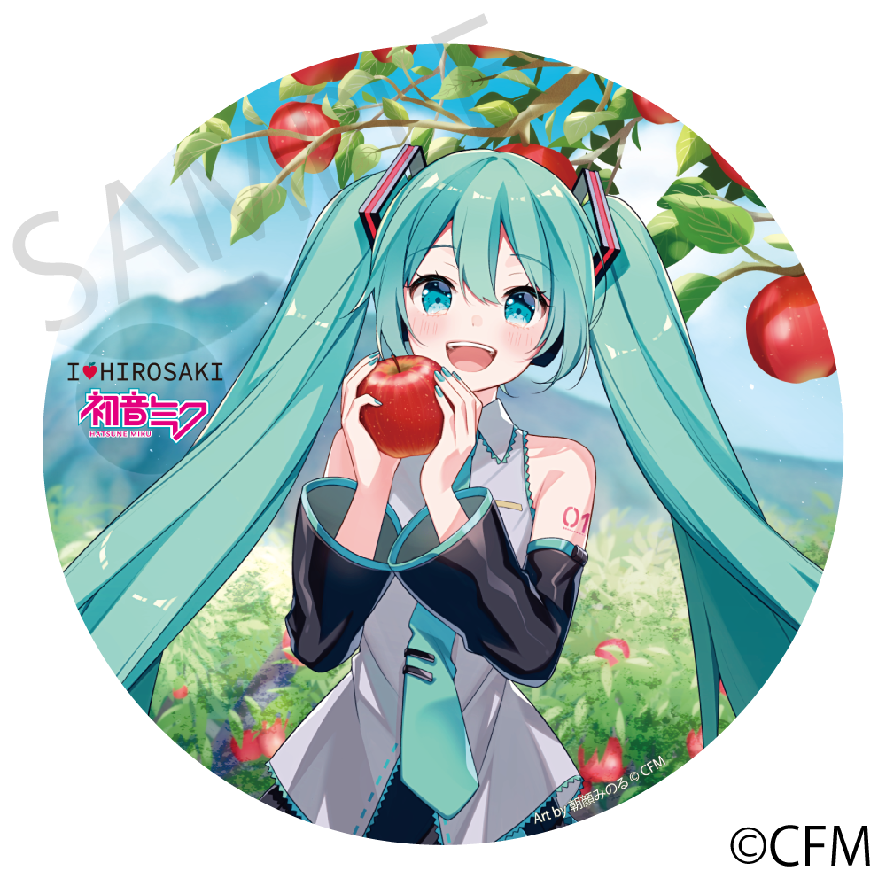 (Goods - Badge) Hatsune Miku × Hirosaki Apple Mega Tin Badge Stand - Art by Asagao Minoru