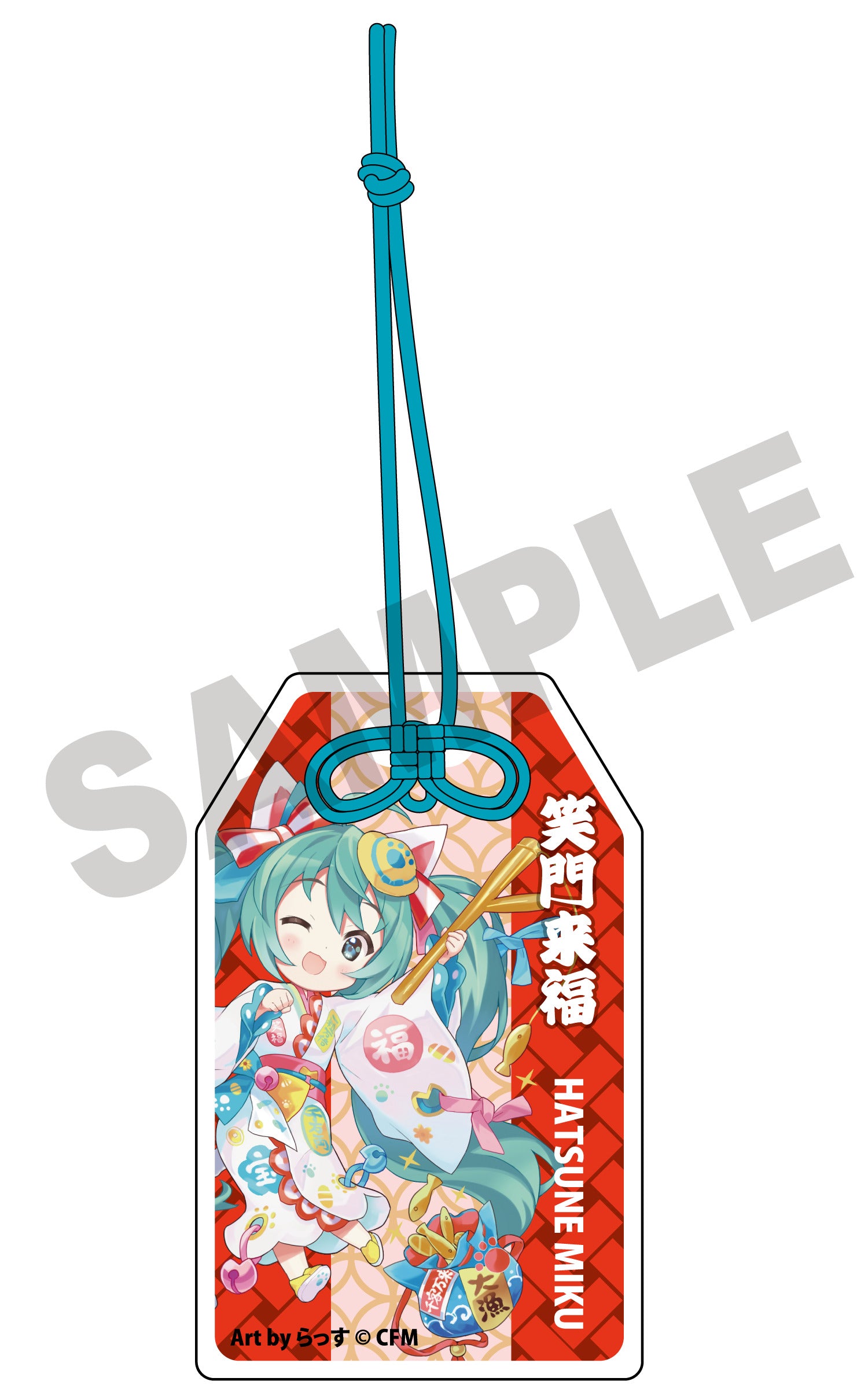 (Goods - Accessory) Hatsune Miku x Lucky Cat Omamori Charm-style Acrylic Tag Hatsune Miku White Cat Art by Rassu