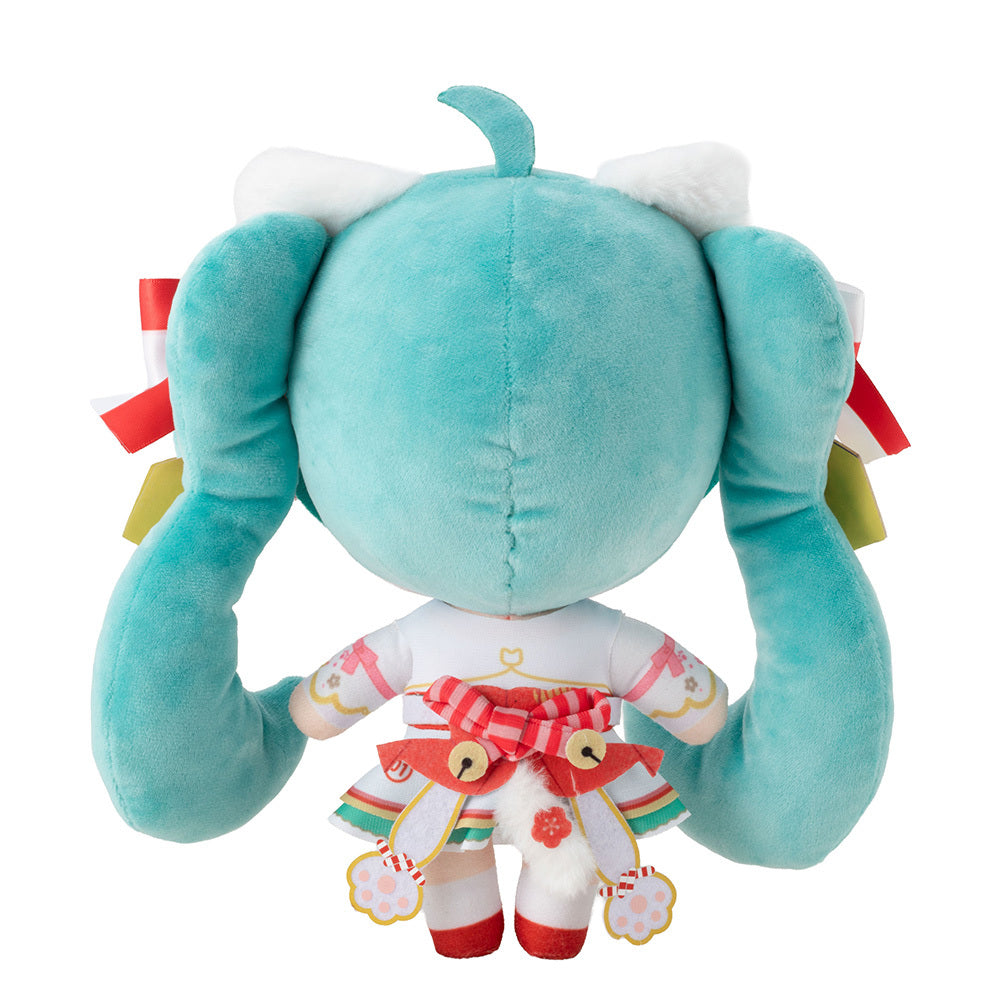 (Goods - Plush) Hatsune Miku x Lucky Cat Hatsune Miku White Cat Plush Standard Art by Rassu