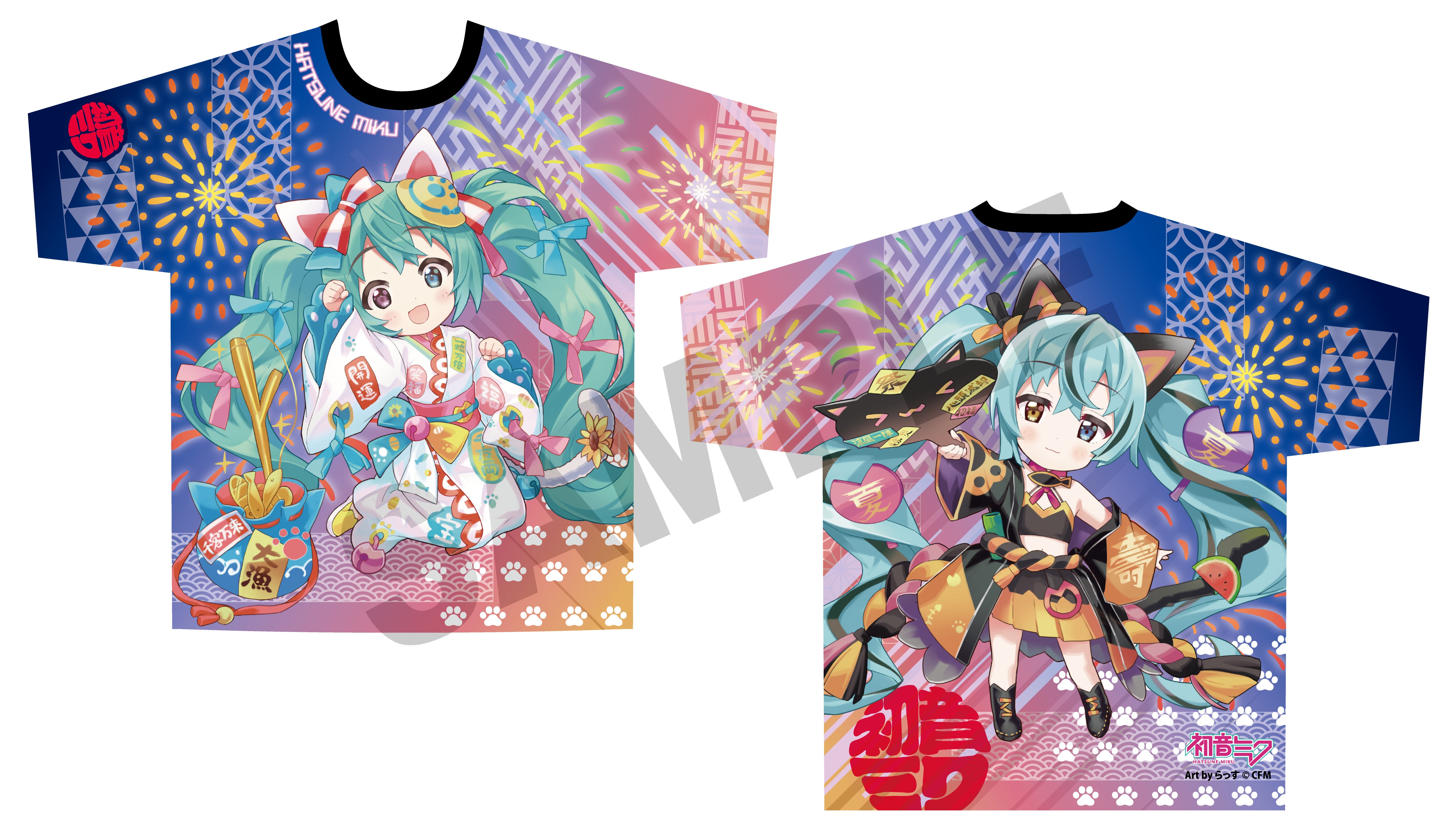 (Goods - Shirt) Hatsune Miku x Lucky Cat Full Graphic T-Shirt Art by Rassu