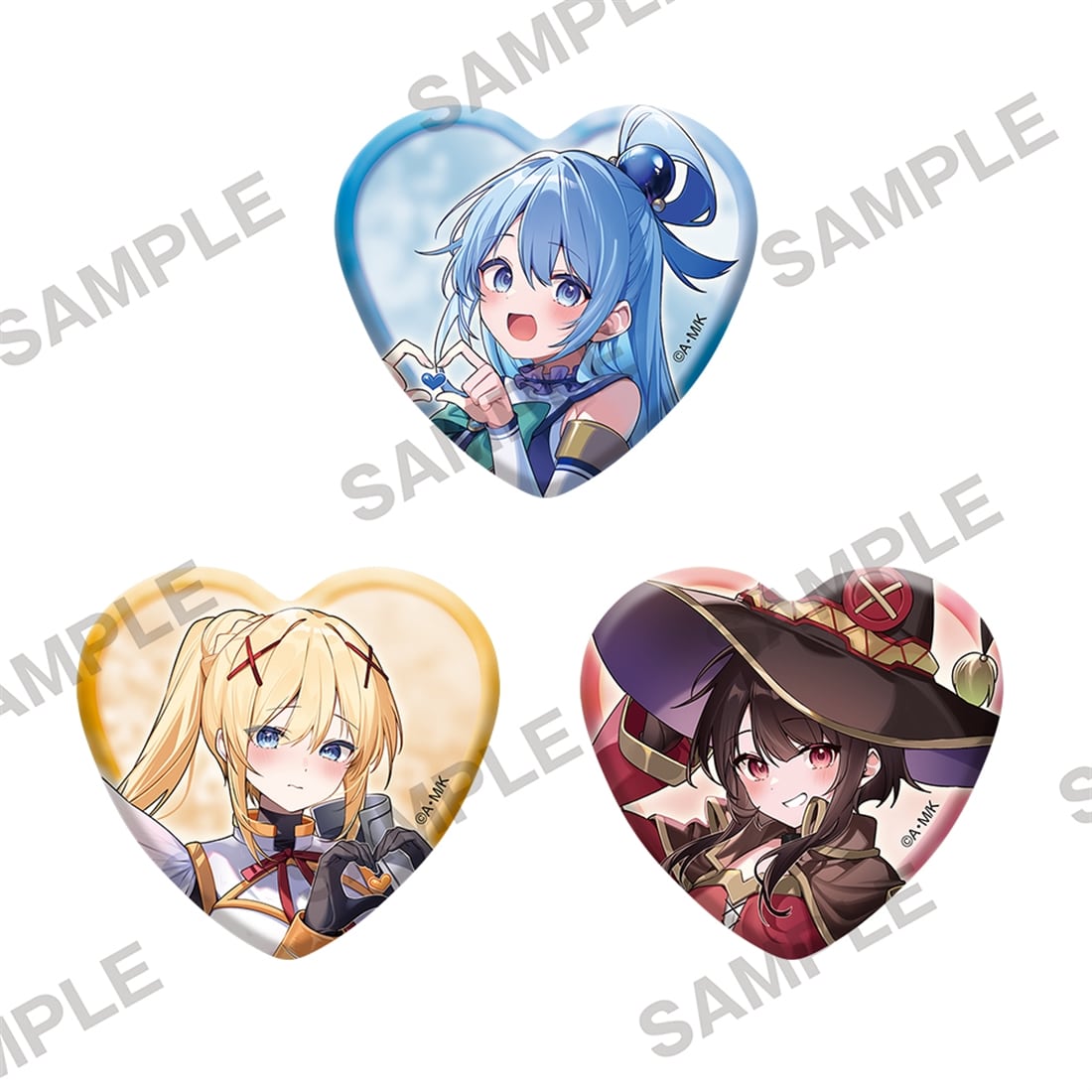 (Goods - Badge) KonoSuba: God’s Blessing on This Wonderful World! Valentine 2026 Newly Drawn Heart-shaped Tin Badge Set
