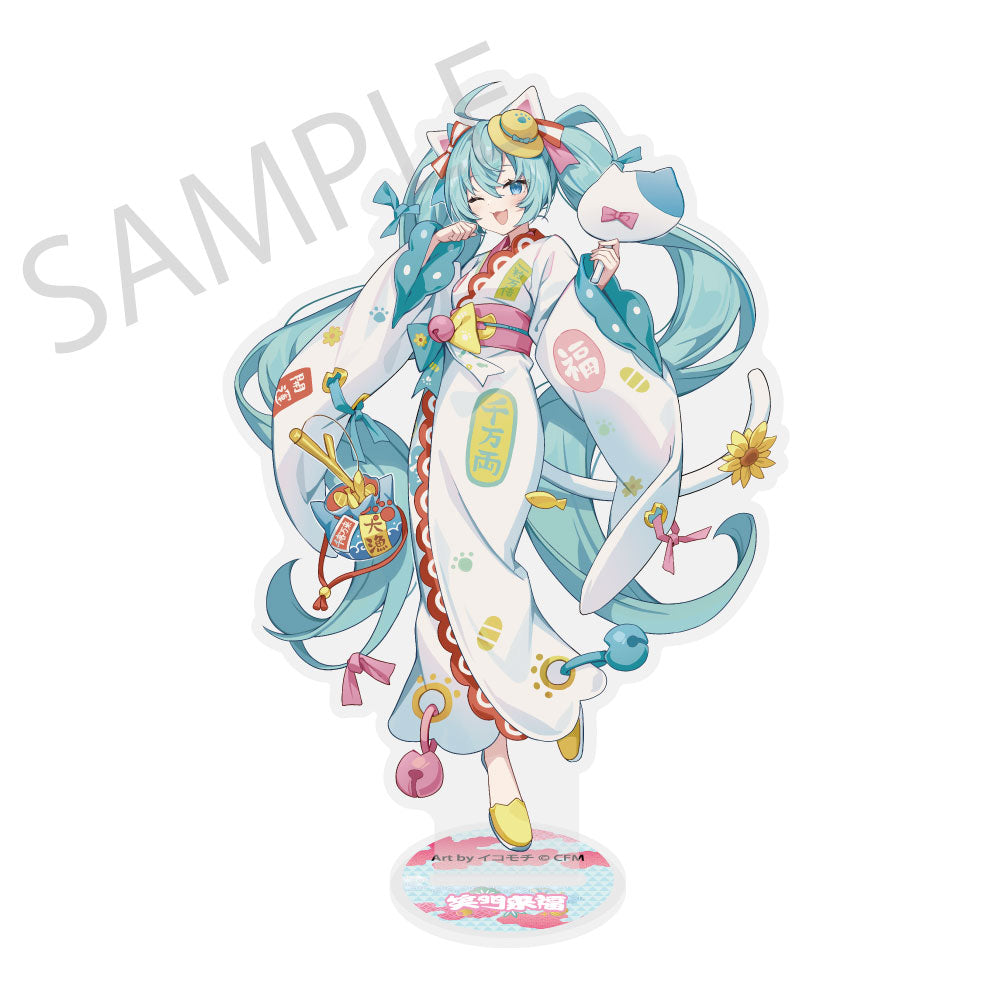 (Goods - Acrylic Stand) Hatsune Miku x Lucky Cat x Midsummer Kumagaya Die-cut Big Acrylic Stand Hatsune Miku White Art by Icomochi