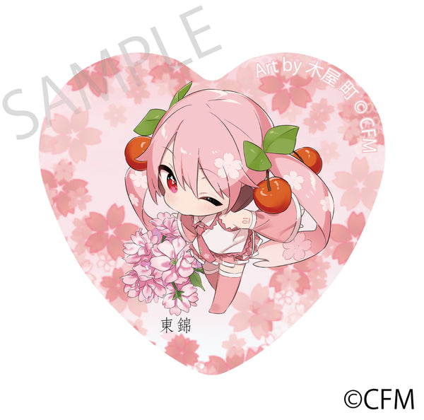 (Goods - Badge) Sakura Miku x Hirosaki Sakura Story Heart-shaped Tin Badge Azuma Nishiki Blossoms - Art by Kiya Machi