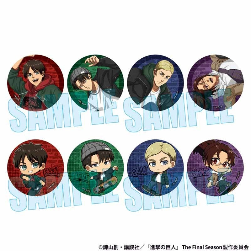 (1BOX=8)(Goods - Badge) Attack on Titan Trading Button Badge Skater ver.