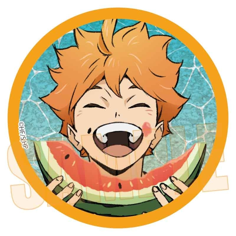 (1BOX=6)(Goods - Badge) Haikyu!! Anime Trading Glitter Button Badge Watermelon