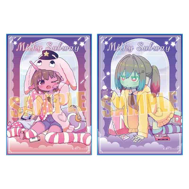 (Goods - Poster) Anime "Milky Subway" Rakupita Poster Chiharu & Makima (Pajama Party)