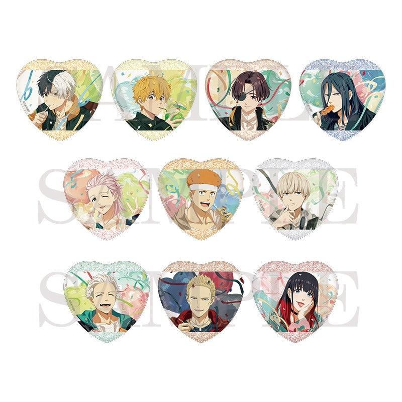 (1BOX=10)(Goods - Badge) TV Anime WIND BREAKER Random Heart Shaped Glitter Button Badge 10 Types Total