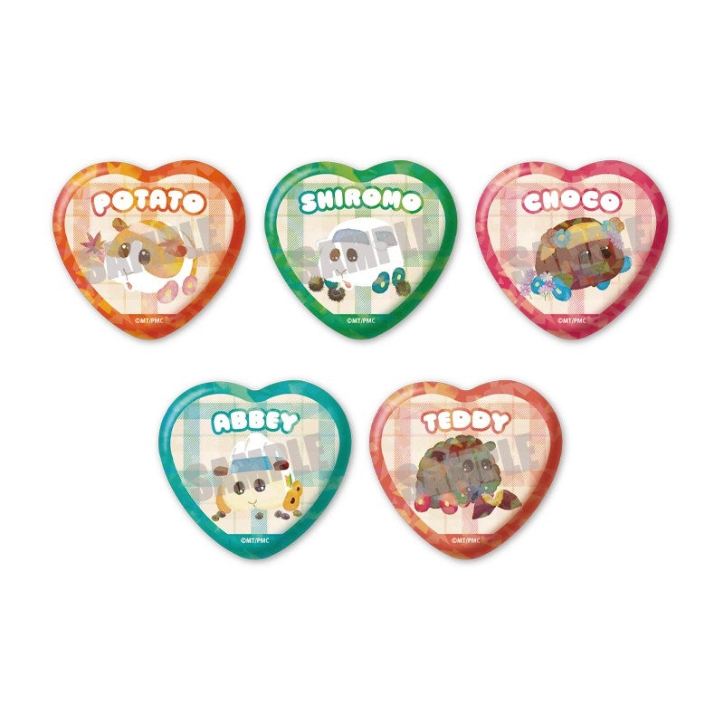 (1BOX=5)(Goods - Badge) PUI PUI Molcar Trading Holographic Heart Button Badge AUTUMN ver.