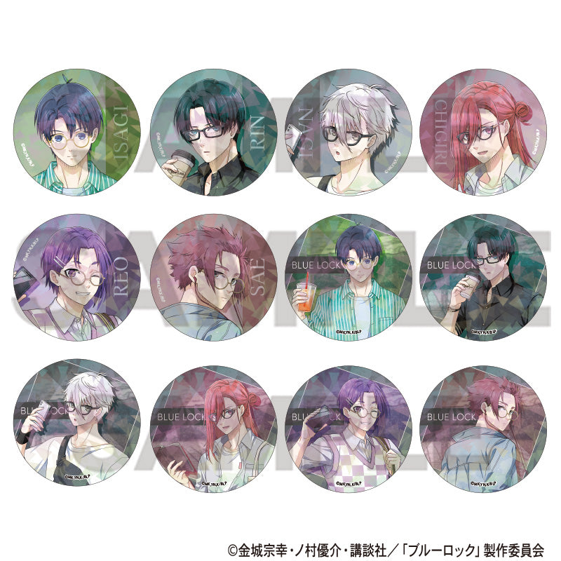 (1BOX=12)(Goods - Badge) Blue Lock Trading Holographic Button Badge Holiday Glasses Nuance Color