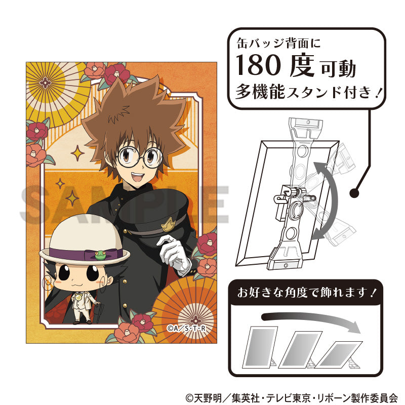 (Goods - Badge) REBORN! Art Button Badge Reborn & Tsunayoshi Sawada Retro Outfit