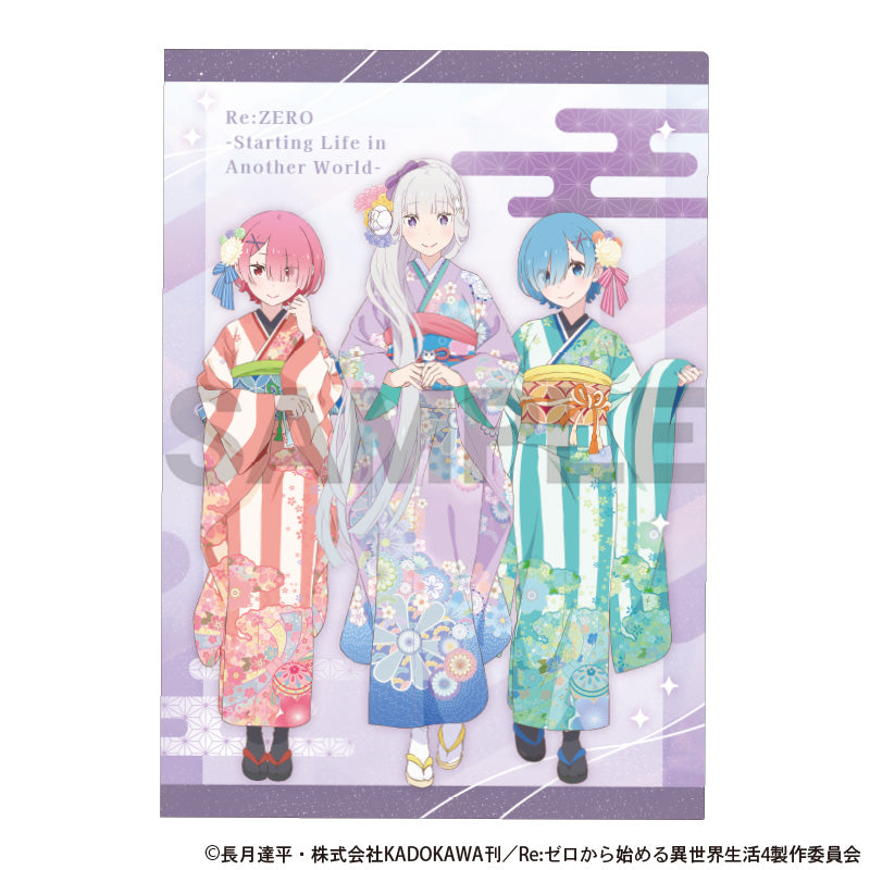 (Goods - Clear File) Re:Zero − Starting Life in Another World Single Clear File Emilia & Rem & Ram Japanese Design