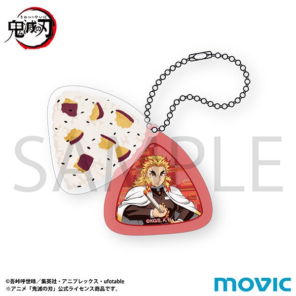 (Goods - Keychain) Demon Slayer: Kimetsu no Yaiba Onigiri-shaped Two Piece Acrylic Keychain / Kyojuro Rengoku