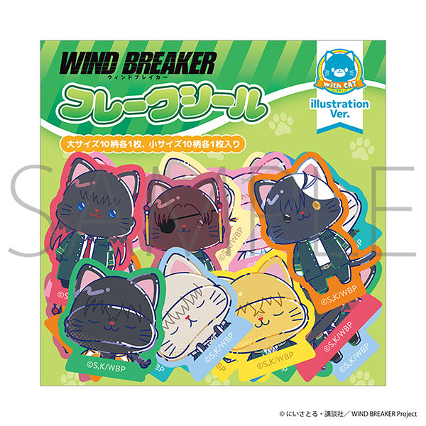 (Goods - Sticker) WIND BREAKER withCAT illustration Ver. Flake Sticker
