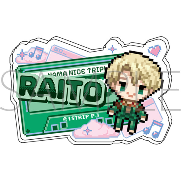 (Goods - Badge) 18TRIP Onamae Acrylic Badge / Raito Kitakata Pixel Art