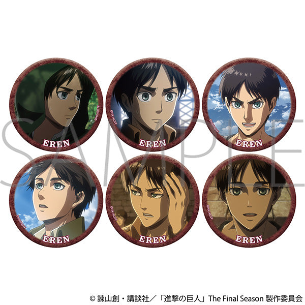 (1BOX=6)(Goods - Badge) Attack on Titan Lots of Eren Chara Badge Collection