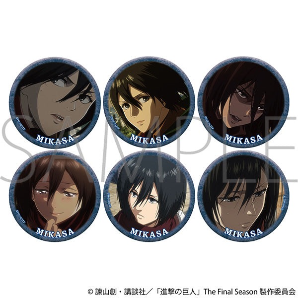(1BOX=6)(Goods - Badge) Attack on Titan Lots of Mikasa Chara Badge Collection