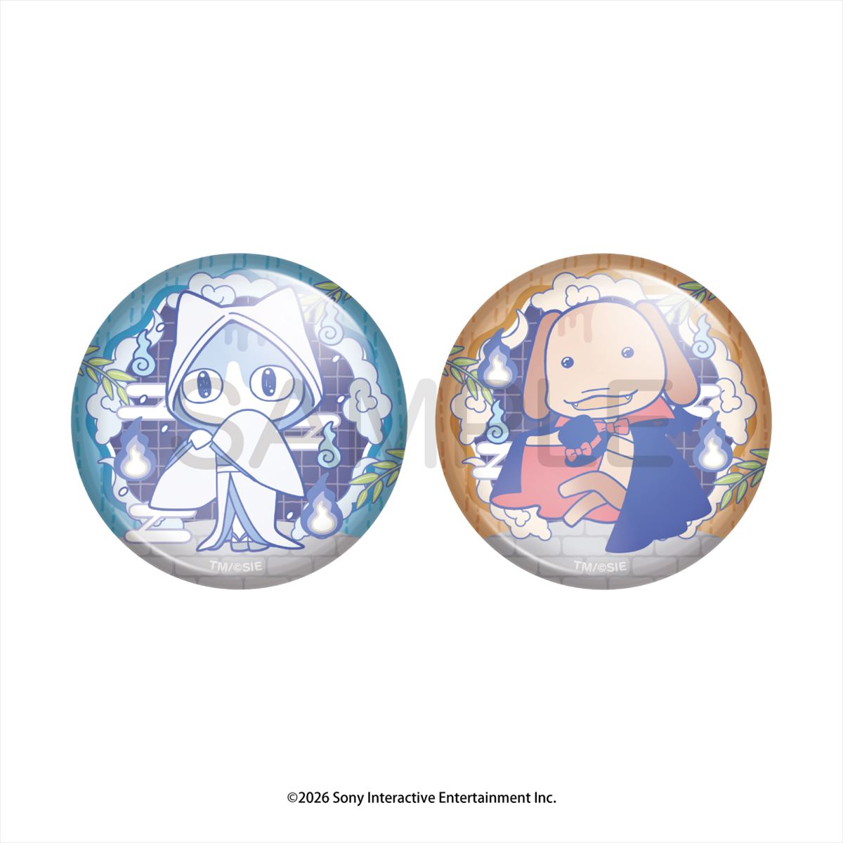 (Goods - Badge) Toro and Friends (Doko Demo Issho) Obake to Issho Button Badge Set <Sora & Pierre>