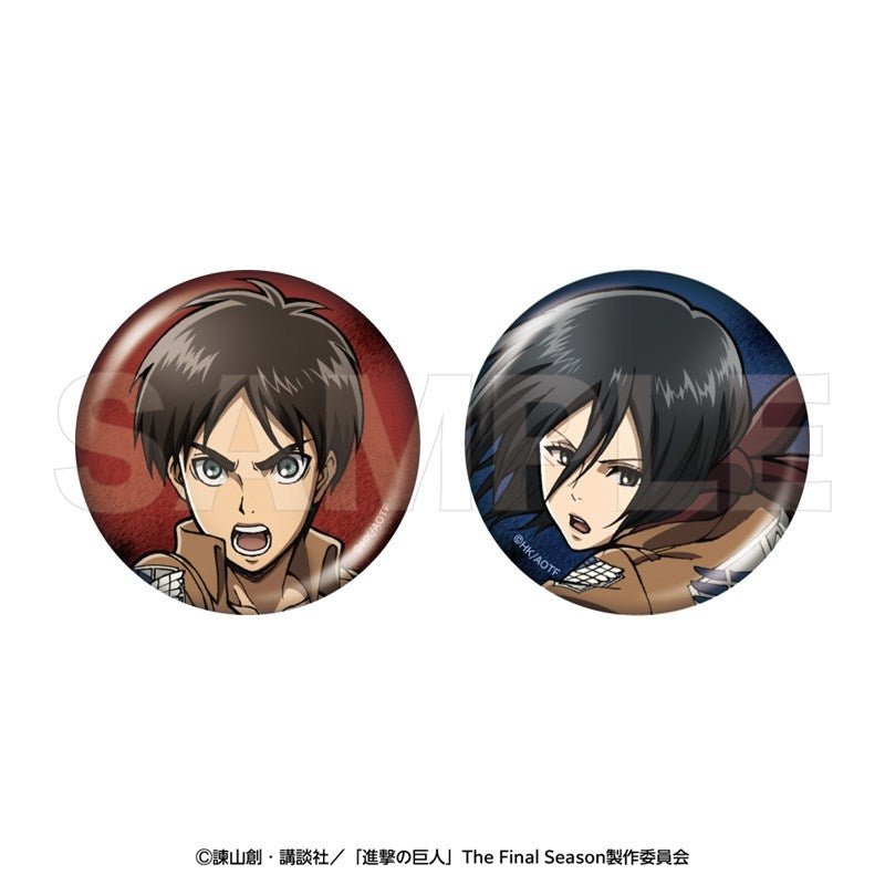 (Goods - Badge) Attack on Titan Chara Badge Set Eren, Mikasa