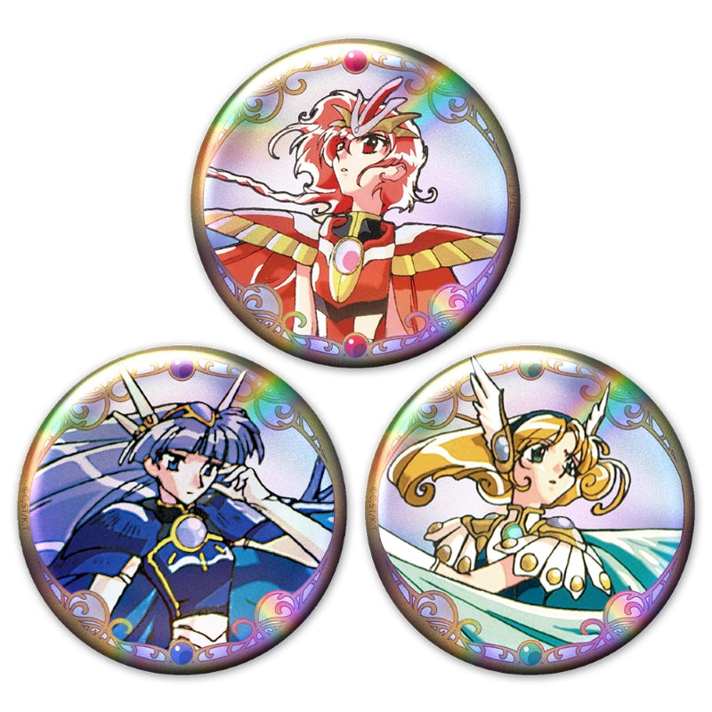 (Goods - Badge) TV Anime - Magic Knight Rayearth Holographic Button Badge Set of 3 Hikaru & Umi & Fuu vol. 1