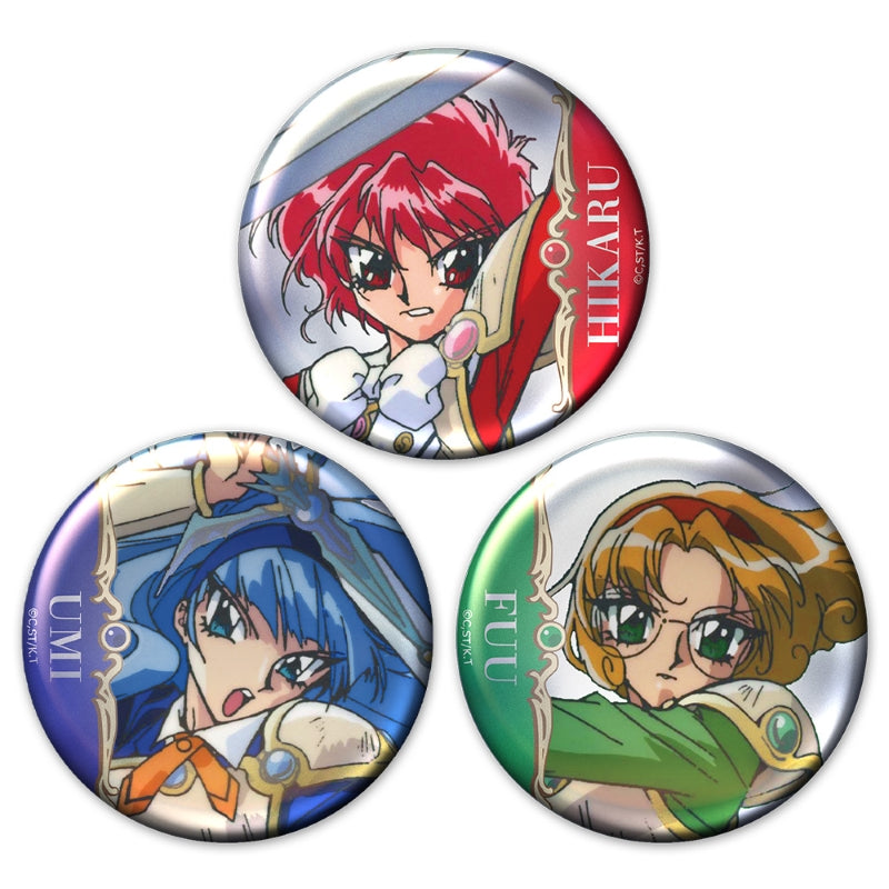 (Goods - Badge) TV Anime - Magic Knight Rayearth Metallic Button Badge Set of 3 Hikaru & Umi & Fuu vol. 1