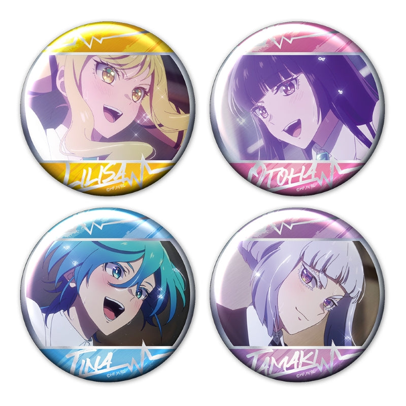 (Goods - Badge) Rock Is a Lady's Modesty Metallic Button Badge Set of 4 Lilisa & Otoha & Tina & Tamaki