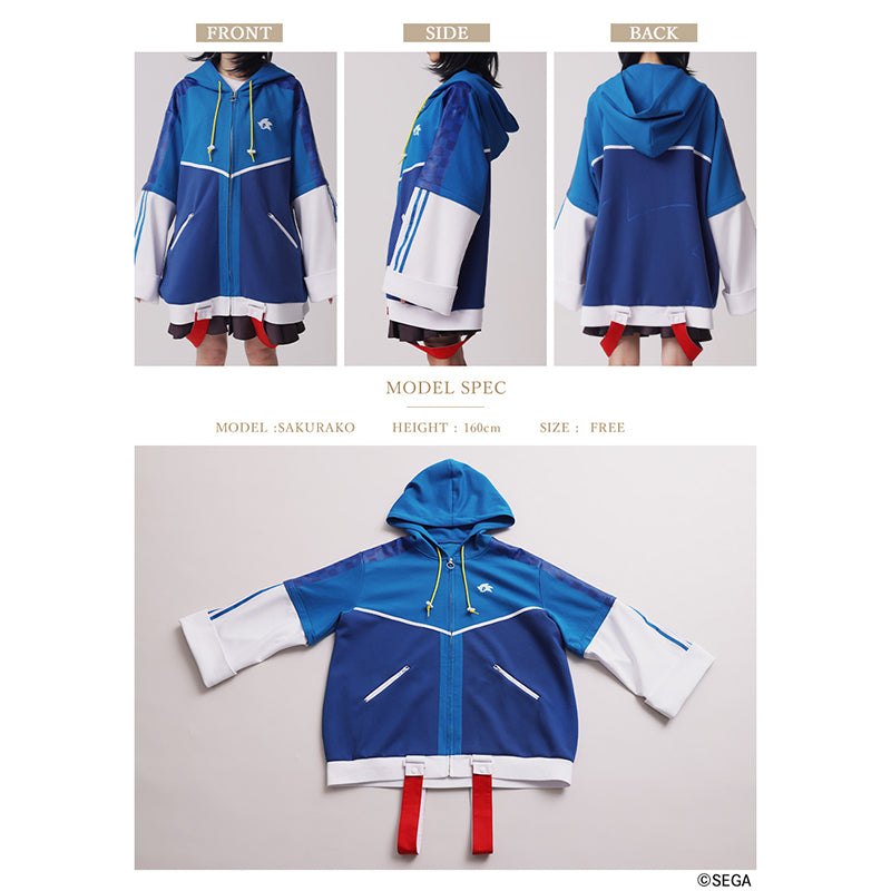 (Goods - Outerwear) Sonic the Hedgehog x Favorite Collab * Sonic - Sound-speed Hedgehog 1-Way Sleeve Scuba Knit Hoodie