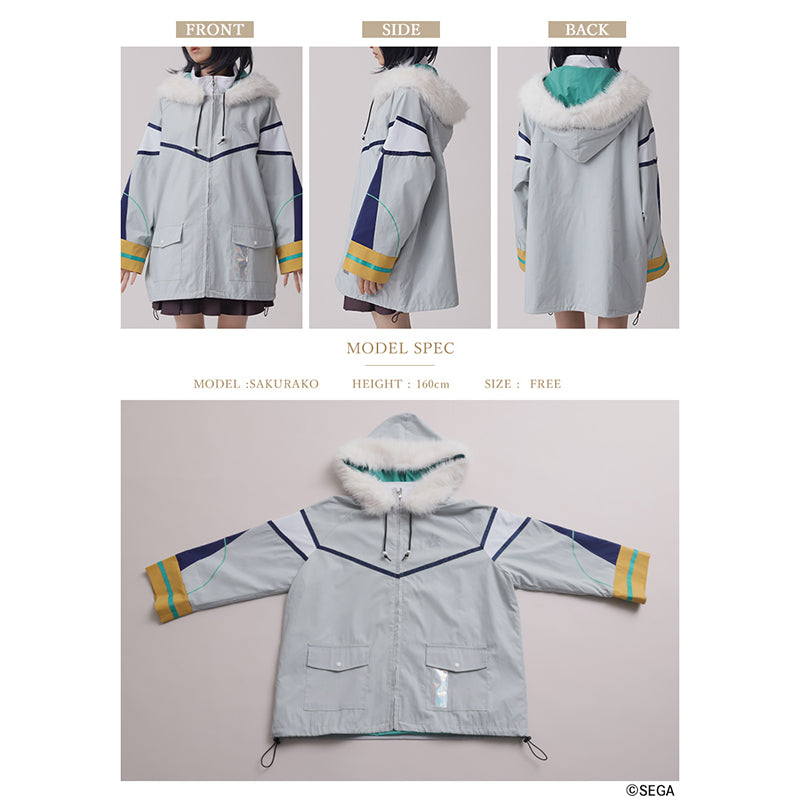 (Goods - Outerwear) Sonic the Hedgehog x Favorite Collab * Silver - Silver Hedgehog Removable Faux Fur-Trim Hooded Blouson