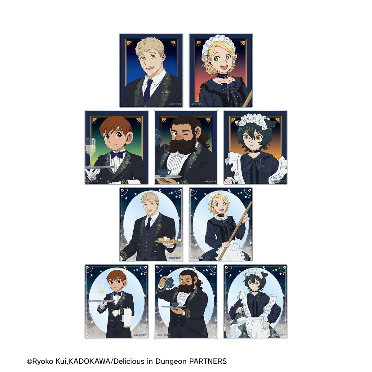 (1BOX=10)(Goods - Card) Delicious in Dungeon Exclusive Art Starry Sky Maid, Butler ver. Trading Acrylic Card