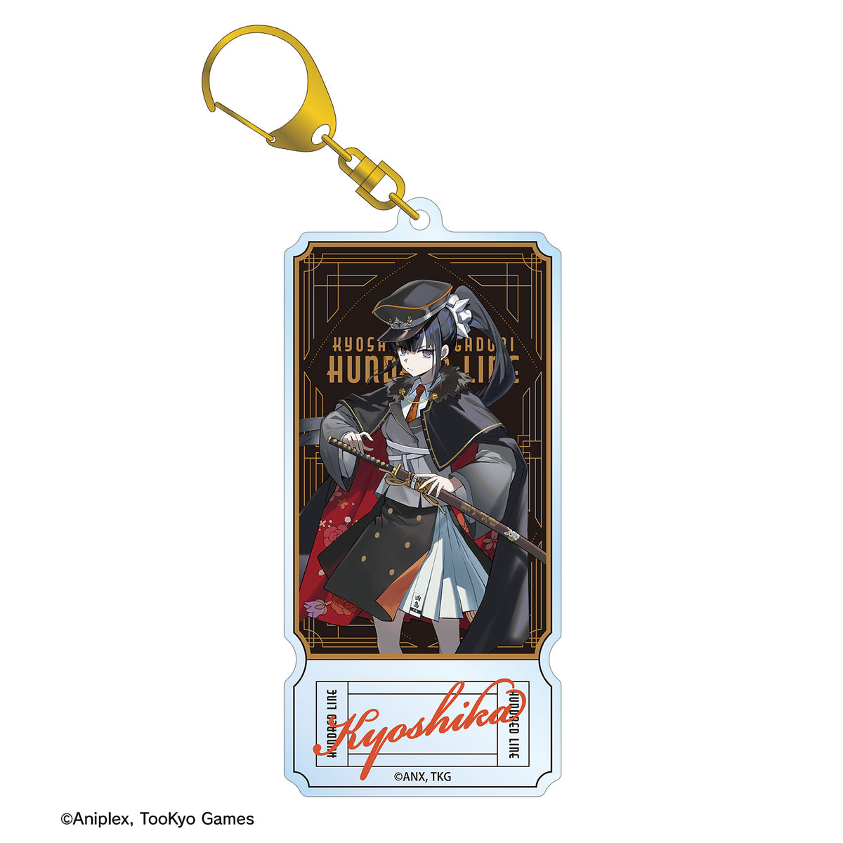 (Goods - Keychain) HUNDRED LINE Last Defense Academy Art by Karasu BTK Kyoshika Magadori Military ver. Ticket Style BIG Acrylic Keychain Karatez Collab