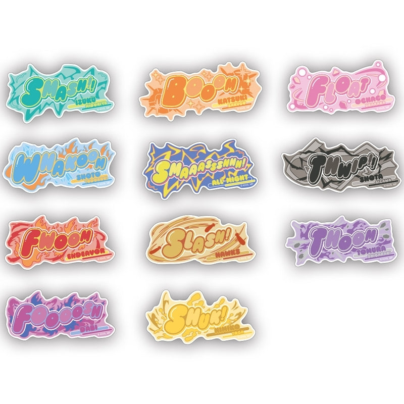 (1BOX=11)(Goods - Sticker) My Hero Academia 10th Anniversary Trading Sound Effects Sticker (11 Types Total)