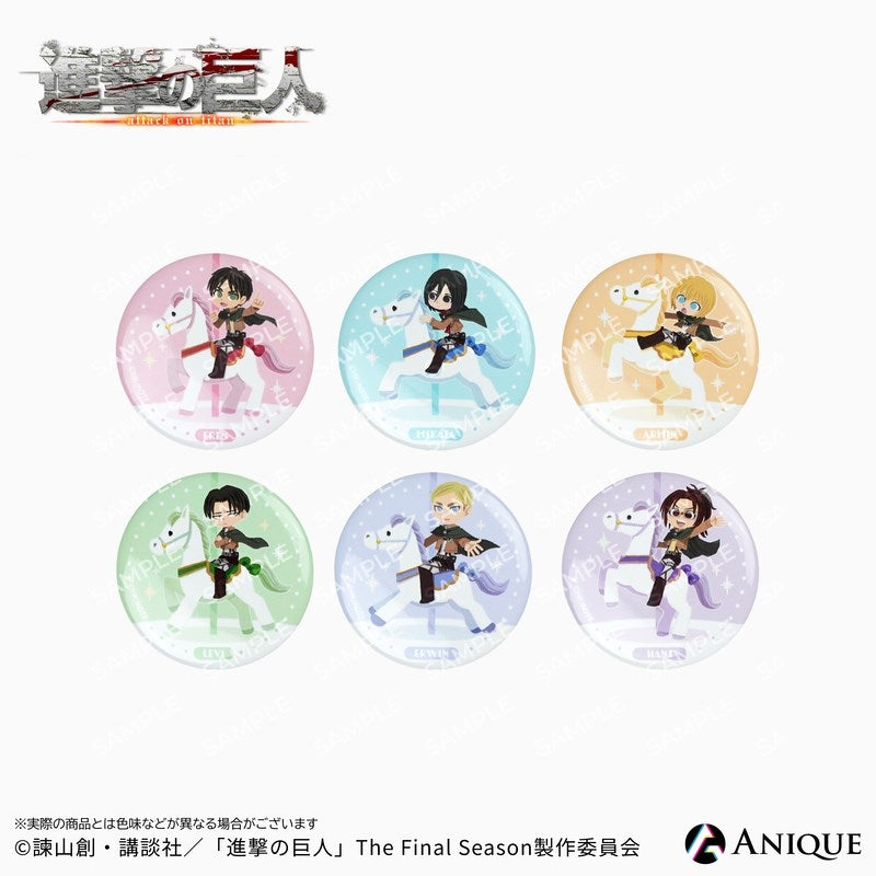 (1BOX=6)(Goods - Badge) Attack on Titan Exclusive Chibi Art (Cavalry Art by Hyogonosuke) Trading Button Badge (6 Types Total)