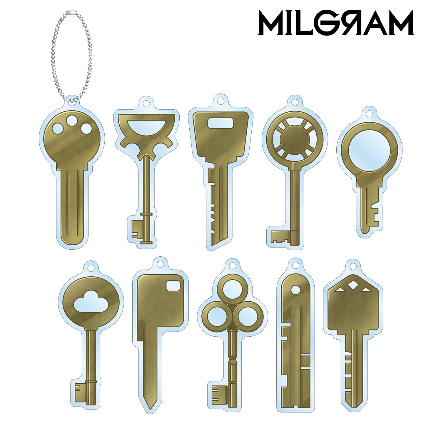 (1BOX=10)(Goods - Keychain) MILGRAM Trading Key Motif Acrylic Keychain
