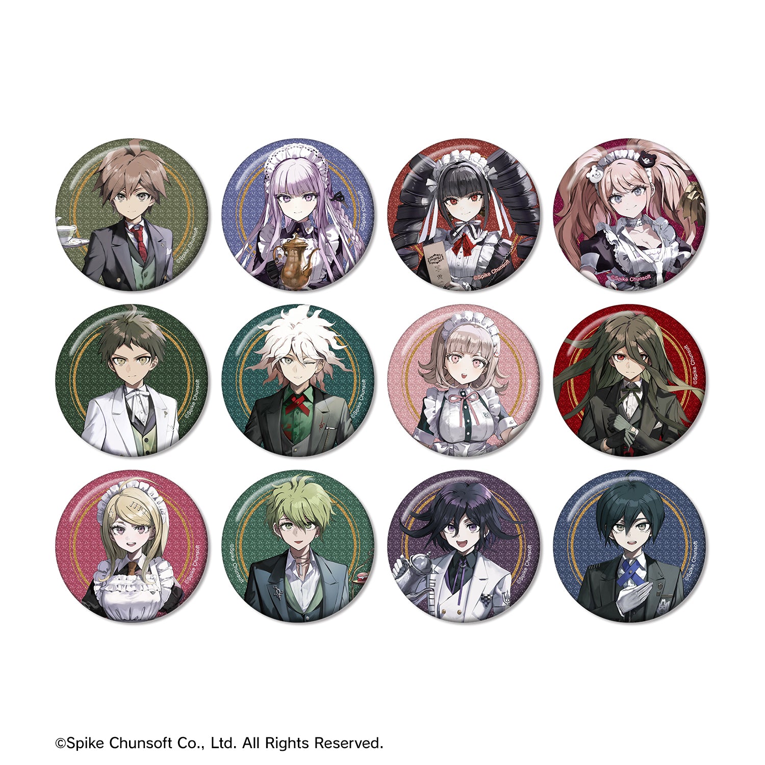 (1BOX=12)(Goods - Badge) Danganronpa Series Art by Wata Maid & Butler ver. Trading Glitter Button Badge