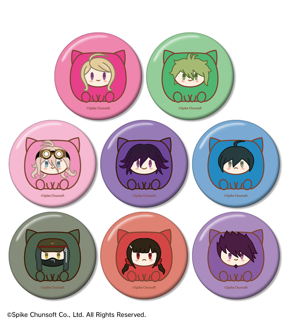 (1BOX=8)(Goods - Badge) Danganronpa Series Trading Kemocube Button Badge ver. C