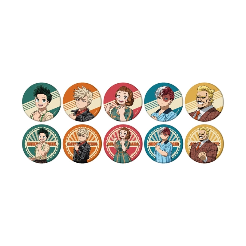 (1BOX=10)(Goods - Badge) My Hero Academia Trading Mat Button Badge American Retro Ver. 10 Types Total