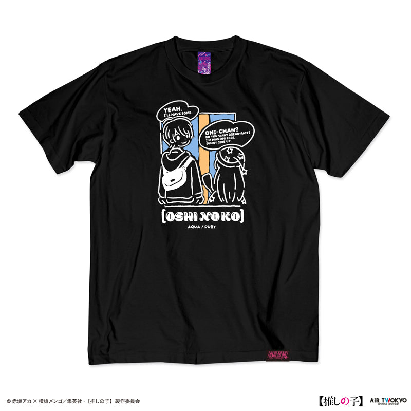 (Goods - Shirt) TV Anime Oshi no Ko Vol.2 Monotone Scene Art T-shirt 2 (Aqua) Black