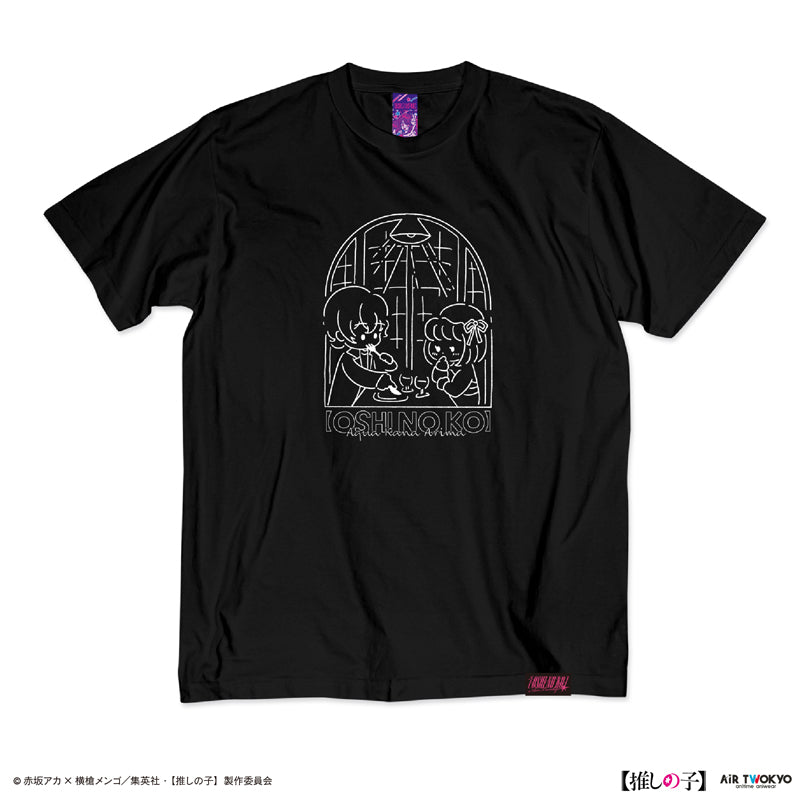 (Goods - Shirt) TV Anime Oshi no Ko Vol.2 Monotone Scene Art T-shirt 4 (Kana Arima & Aqua) Black