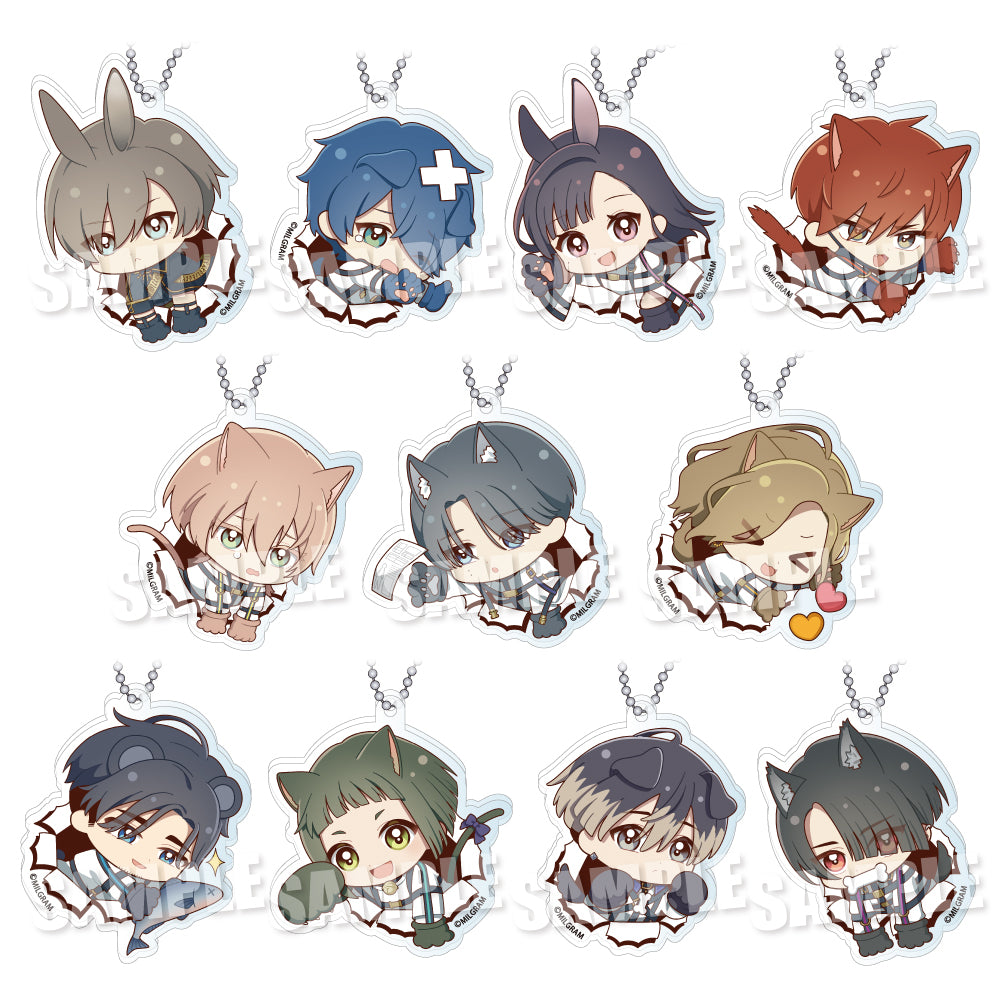 (1BOX=11)(Goods - Keychain) MILGRAM Biritto Zoo! Trading Acrylic Keychain
